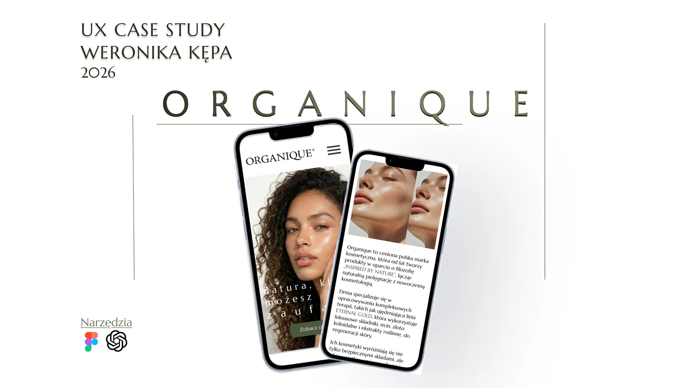 Organique — okładka case study z widokiem serwisu na urządzeniach mobilnych